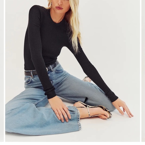 Reformation Black Samuel Crewneck Long Sleeve Merino Wool Sweater (Size Small) - Picture 5 of 12